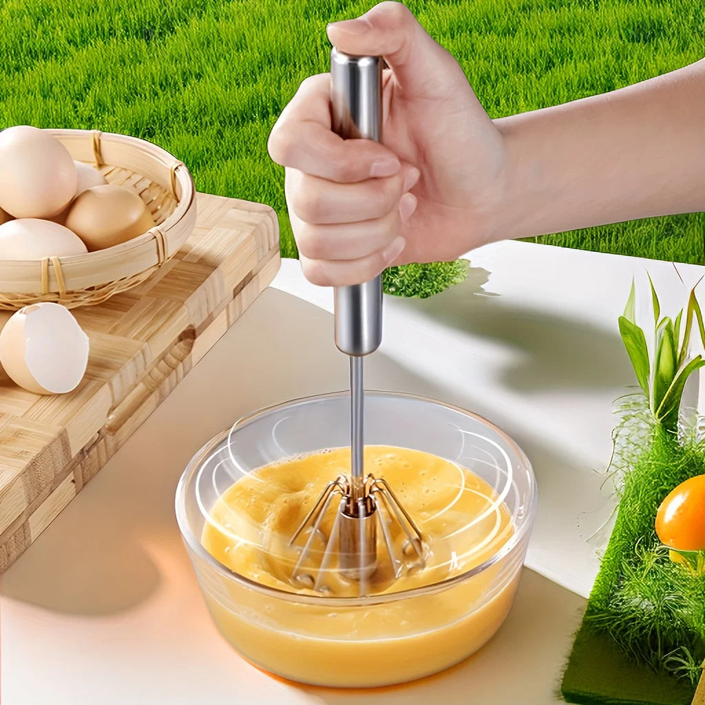 Batteur à œufs en acier inoxydable, mélangeur semi-automatique durable pour mélanger, remuer et battre les œufs sans effort, idéal pour la pâtisserie.