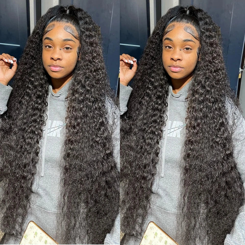 Perruque Lace Frontale HD 13x6, ondulations profondes, densité 250, cheveux humains bouclés 100% pré-épilés, style Water Wave, pour femmes noires brésiliennes