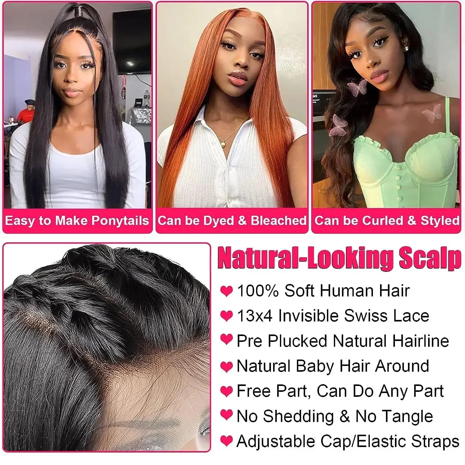 Perruque en cheveux humains pré-épilés, densité 200, 13x4 ou 13x6, lace frontale 360 ​​HD transparente, longueur 40 ou 46 pouces, lisse, closure 5x5.