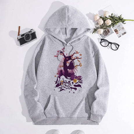 Japanese Anime Demon Slayer Hoodie Unisex Kamado Tanjirou Graphic Sweatshirts Greys Y2k Harajuku Fashion Cartoon Pullover Winter
