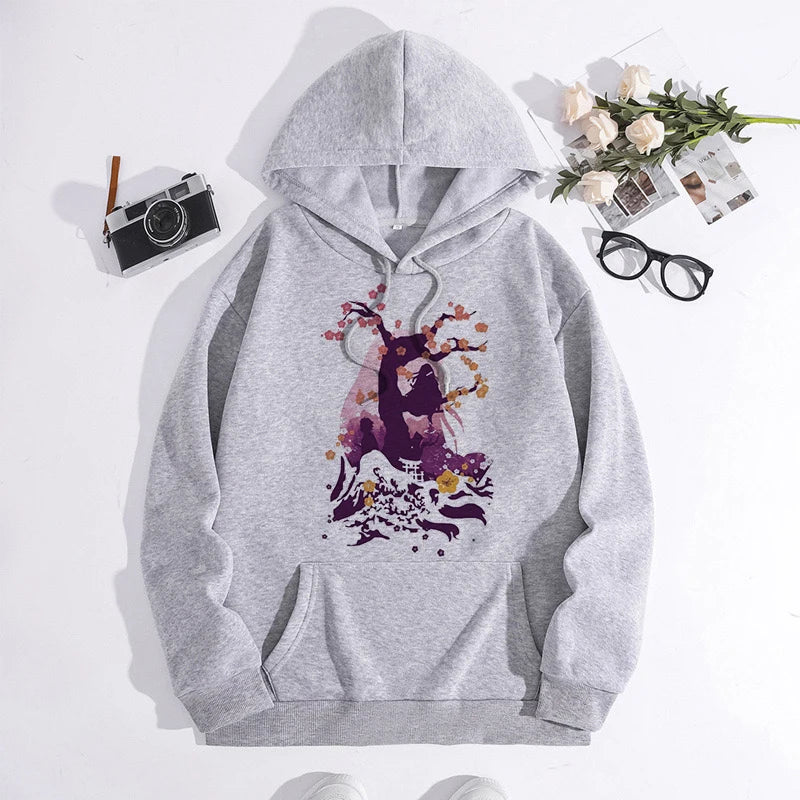 Japanese Anime Demon Slayer Hoodie Unisex Kamado Tanjirou Graphic Sweatshirts Greys Y2k Harajuku Fashion Cartoon Pullover Winter