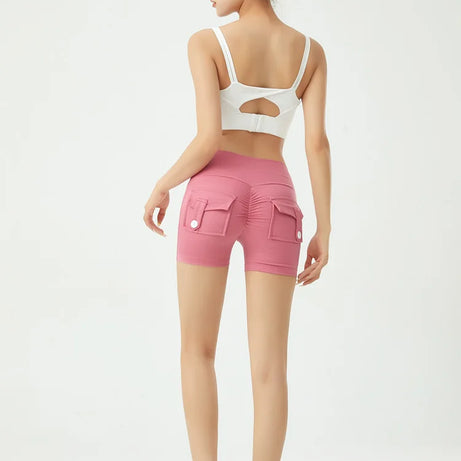 Short de fitness Peach Butt pour femme, pantalon cargo trois-quarts à séchage rapide avec poche, legging de yoga gainant pour l'été