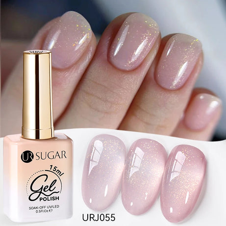 Vernis gel semi-permanent UR SUGAR 15 ml, couleur blanc laiteux translucide, effet gelée, UV, semi-permanent, pour nail art, à dissoudre. Dernière tendance.