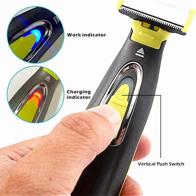 Rasoir électrique MLG pour hommes et femmes, portable, pour le corps entier, avec lame en T et port USB, idéal pour la barbe et les aisselles. Lavable.