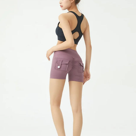 Short de fitness Peach Butt pour femme, pantalon cargo trois-quarts à séchage rapide avec poche, legging de yoga gainant pour l'été
