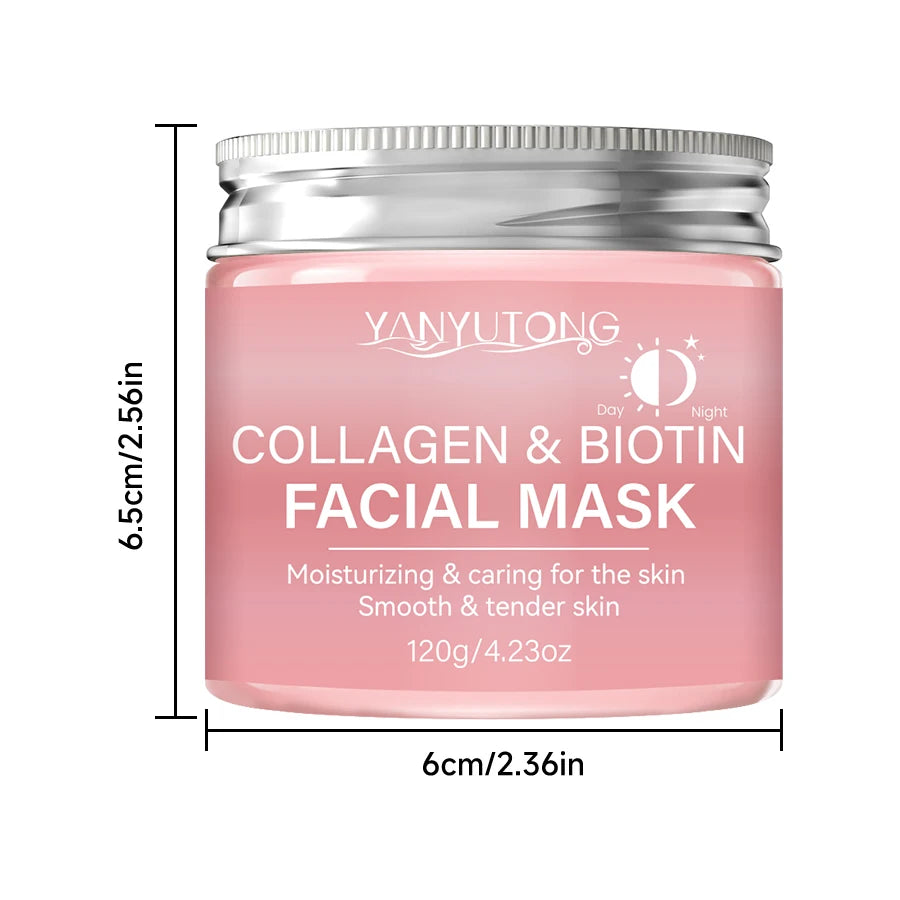 Masque peeling au collagène, Masque enveloppant au collagène et à la biotine jour et nuit, Hydratation intense, Crème masque de nuit.