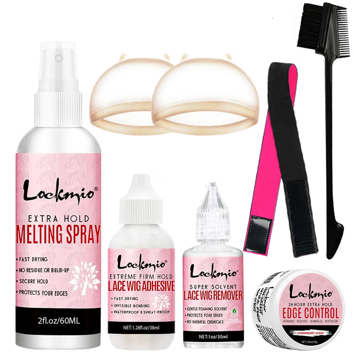LOCKMIO 60ML Spray de colle à séchage rapide et fondante pour dentelle, fixation longue durée, colle pour perruques en tulle, agent de fixation pour perruques de cosplay