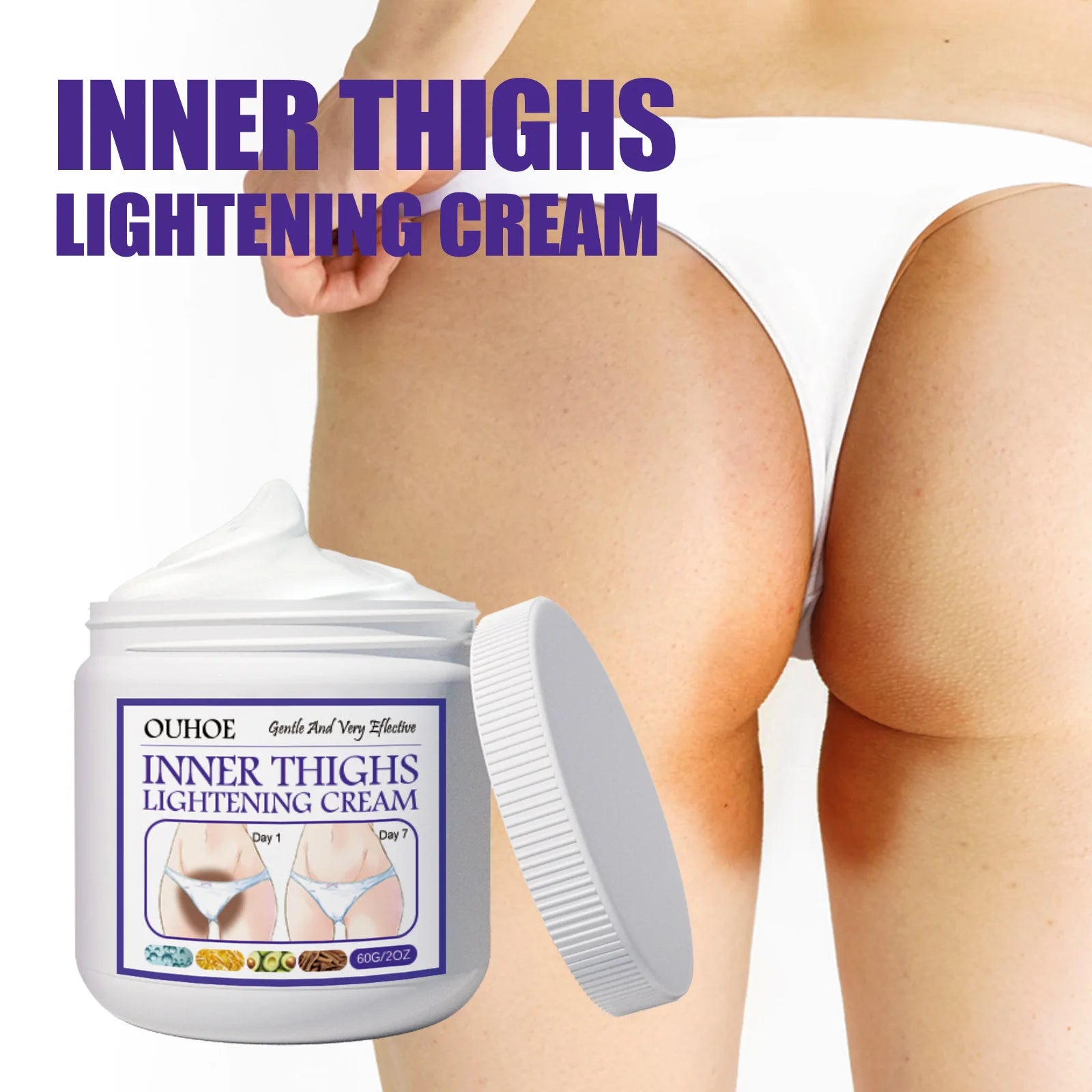Crema blanqueadora para la parte interna del muslo, zonas íntimas, axilas, glúteos y rodillas, aclara la melanina, cuidado de la piel oscura íntima, 60 g