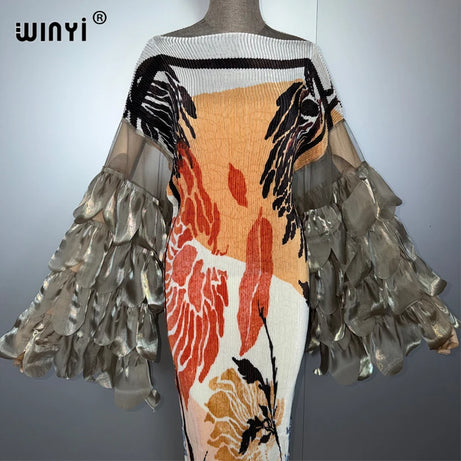 Robe plissée élastique WINYI, paréo de plage bohème, caftan, abaya, robe de soirée longue de luxe pour femme musulmane, style Dubaï