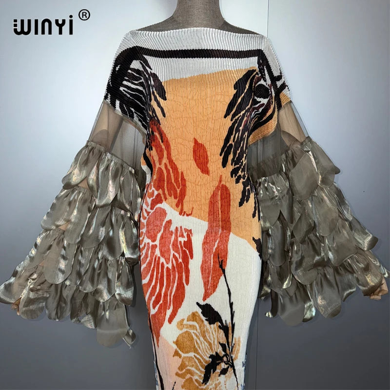 Robe plissée élastique WINYI, paréo de plage bohème, caftan, abaya, robe de soirée longue de luxe pour femme musulmane, style Dubaï