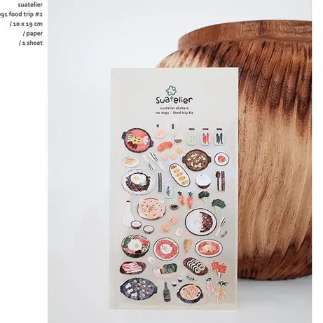 Autocollants Suatelier Foods, scrapbooking esthétique, jolis stickers pour carnets de voyage, décorations coréennes, agendas et fournitures de loisirs créatifs.
