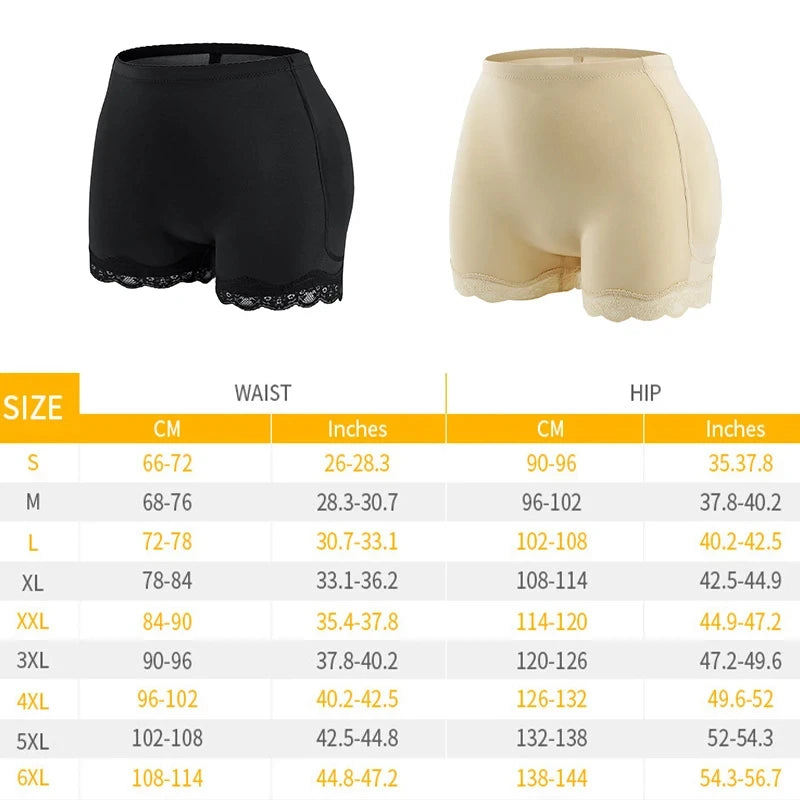 Culotte gainante avec coussinets pour les hanches, effet push-up et rehausseur de fesses, ventre plat, effet lissant, effet fesses rebondies.