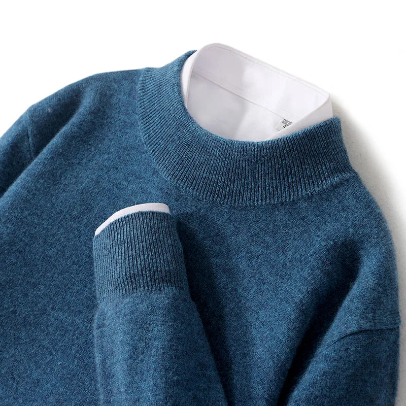 Pull 100 % laine mérinos pour femme, grande taille jusqu'à 5XL, col demi-lune, maille ample, manches longues, finitions cachemire.