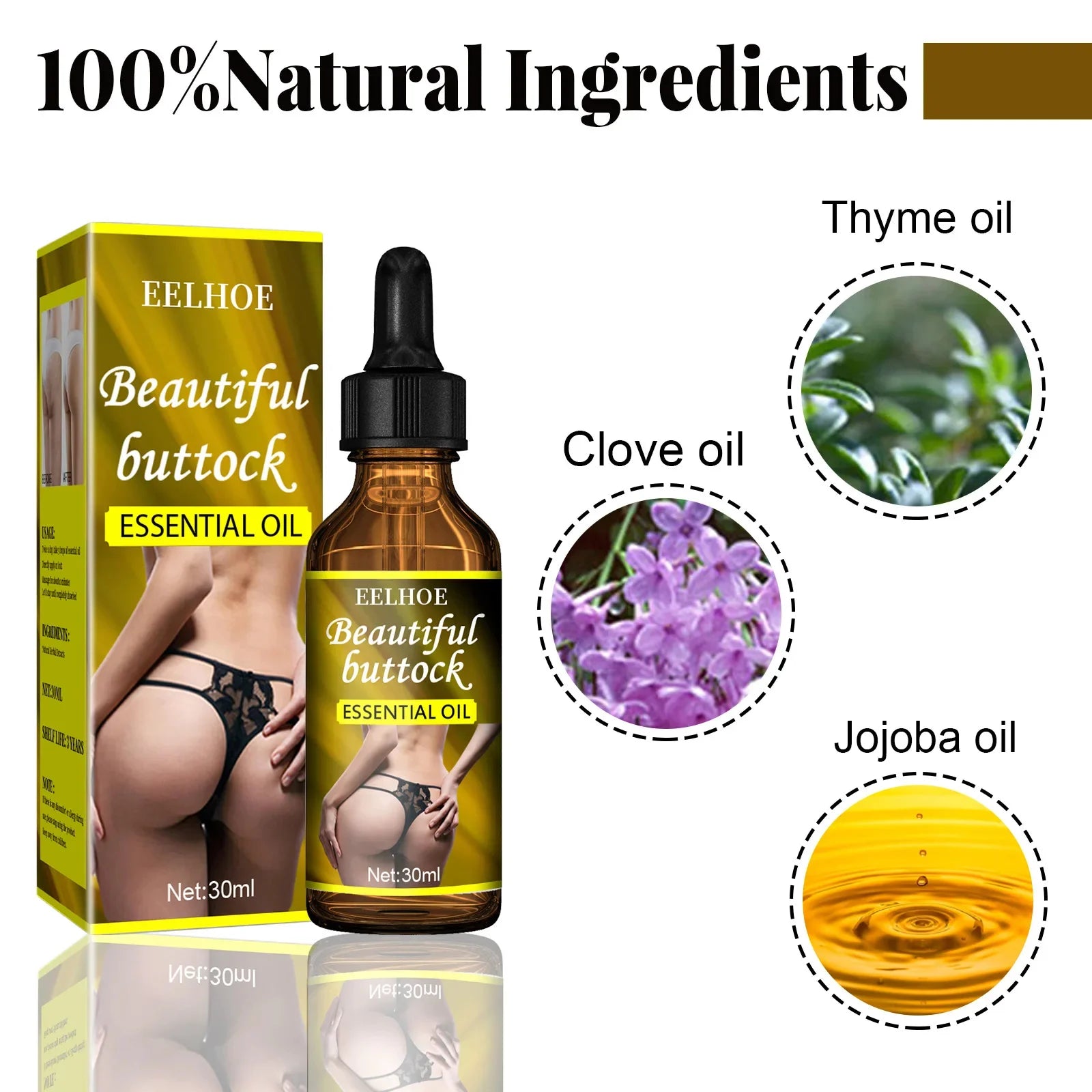 Huile essentielle pour augmenter le volume des fesses, rehausser les fesses, raffermir les hanches, repulper les seins, soins du corps sexy