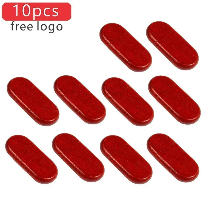 JASTER Lot de 10 clés USB 2.0 en bois (logo personnalisable) - 4 Go, 8 Go, 16 Go, 32 Go, 64 Go, 128 Go - Cadeau de mariage