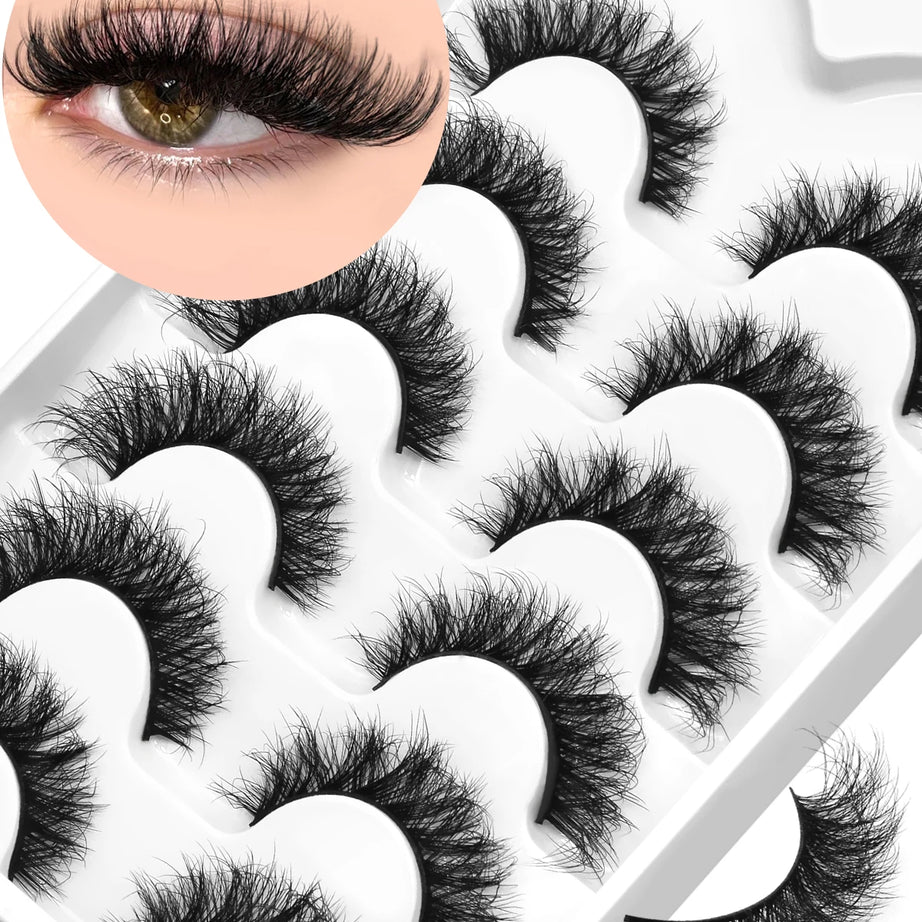 Cils en vison 3D GROINNEYA, effet chat, volume léger et vaporeux, effet naturel et aérien, bande flexible et légère