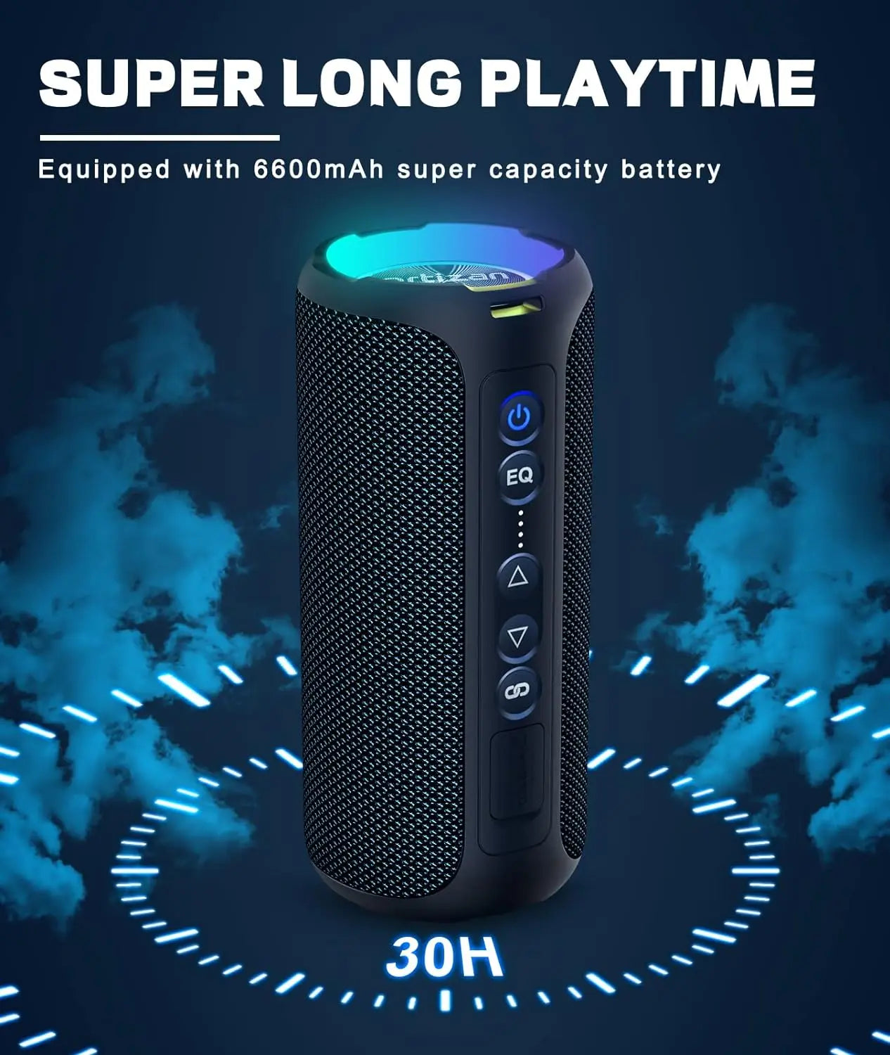 Enceinte Bluetooth Ortizan 40 W avec basses renforcées, portable, sans fil, pour l'extérieur, autonomie de 30 heures, étanche IP7, Bluetooth 5.3
