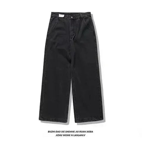 Jean tendance streetwear brodé de têtes de mort pour femme, style Harajuku Y2K, pantalon droit à jambes larges, style Joker, jean décontracté pour couple