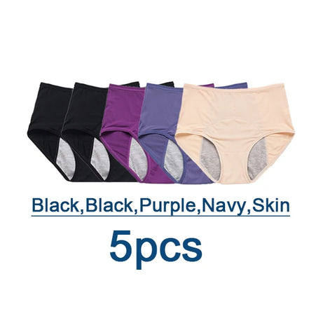 Lot de 5 culottes menstruelles anti-fuites pour femmes, sous-vêtements menstruels sexy, culottes physiologiques imperméables et coupe menstruelle.