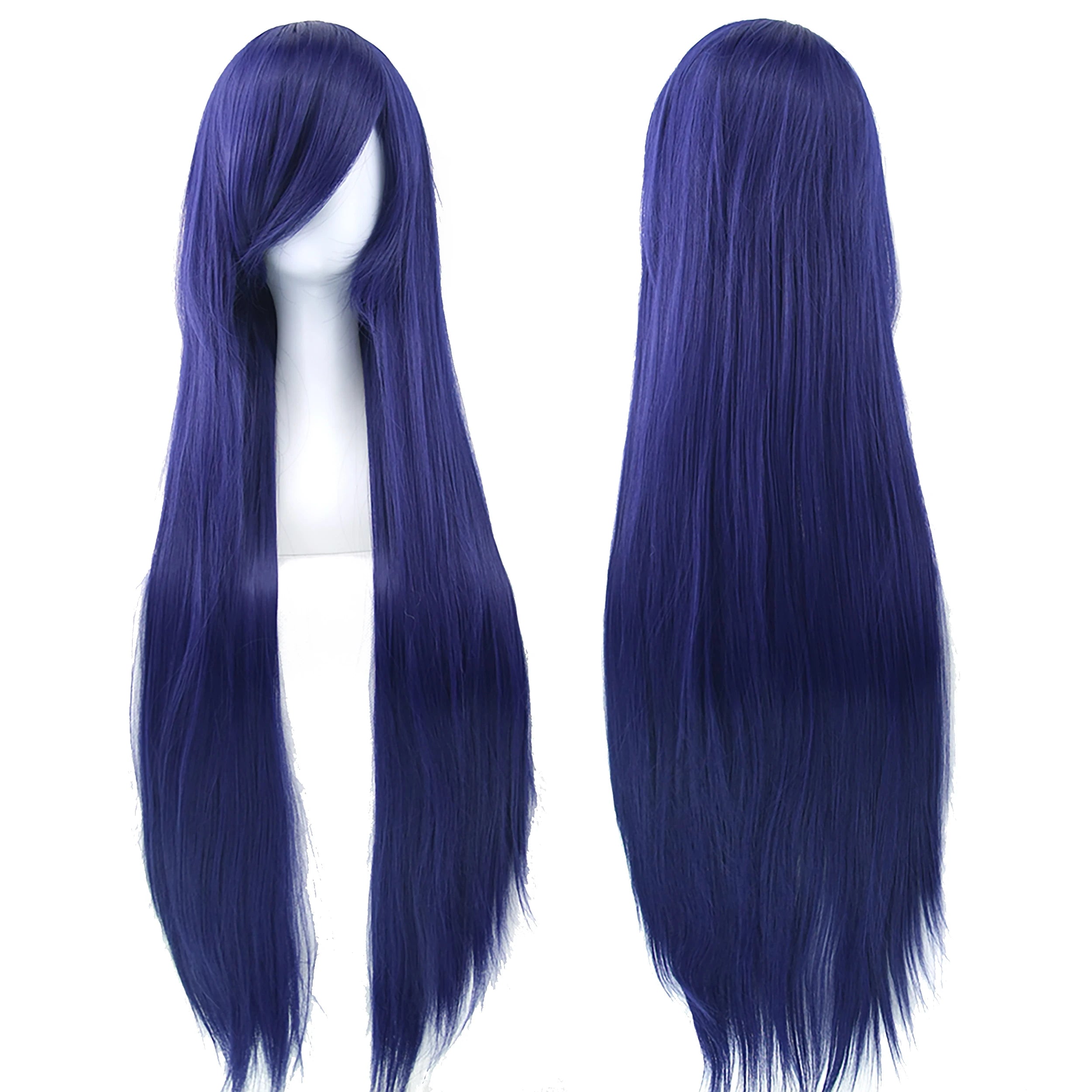 Perruque synthétique Soowee de 80 cm de long, blanche et violette, idéale pour le cosplay, les fêtes et les coiffures noires. Cheveux raides. Postiche pour femme.