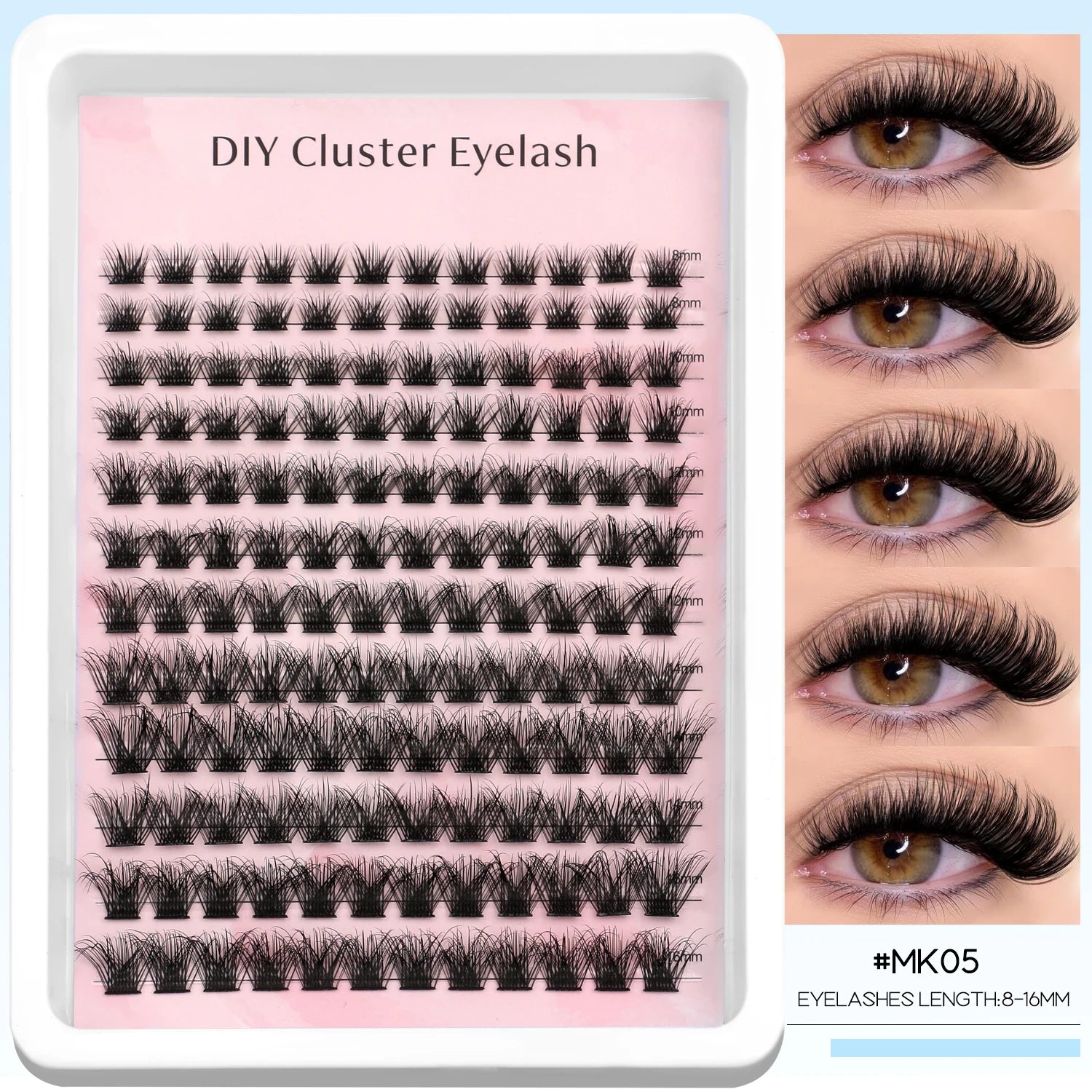 GROINNEYA Faux cils en vison, extensions de cils volumineuses, duveteuses et fines, maquillage pour les cils