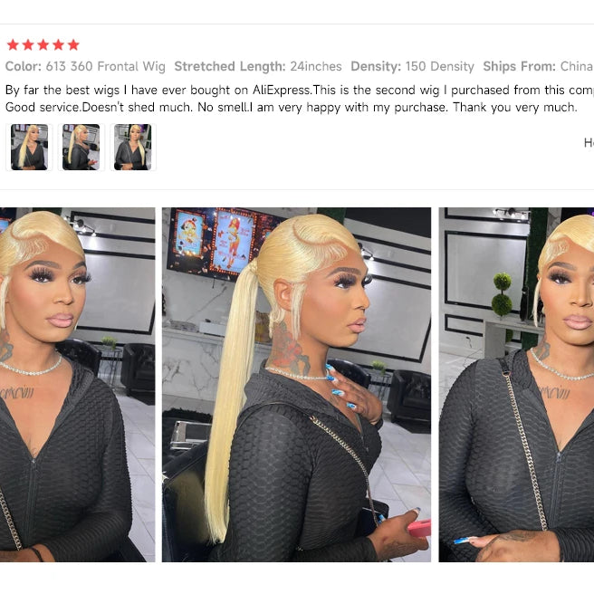 13x4 13x6 360 HD Transparent 613 Honey Blonde Color Lace Front Human Hair Wigs for Women Raw Brazilian Straight Lace Frontal Wig
