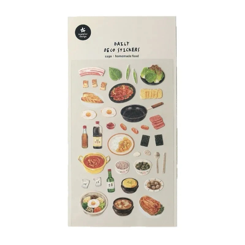 Autocollants Suatelier Foods, scrapbooking esthétique, jolis stickers pour carnets de voyage, décorations coréennes, agendas et fournitures de loisirs créatifs.
