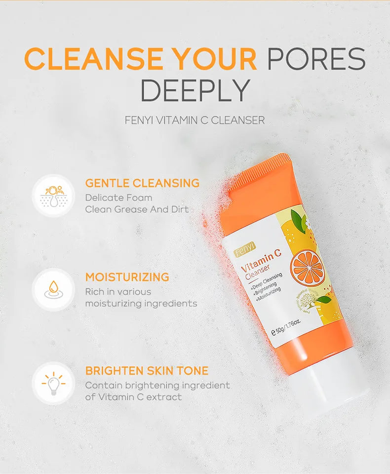 Nettoyant visage à la vitamine C, nettoyant en profondeur, hydratant, éliminateur de points noirs, soin du visage, mousse nettoyante, soin de la peau