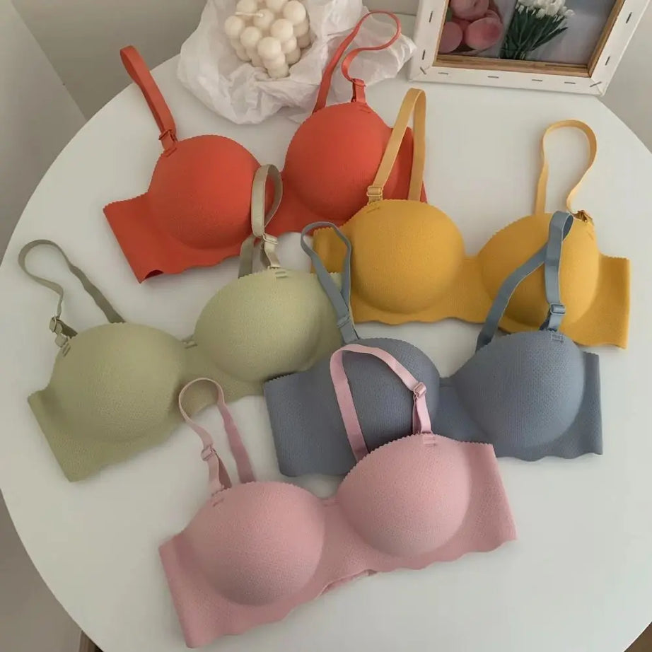 Sexy Comfort One-piece Underwear Adjustable Candy Color Pushup Bra Anti-sagging Lifting Push Up Bras Women