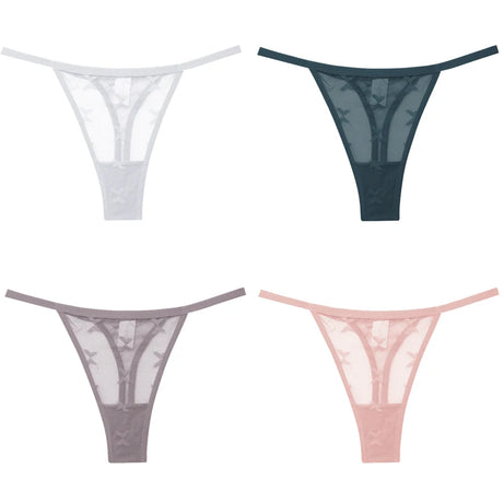 Lot de 4 culottes bikini en dentelle pour femme, strings sexy, tailles S à XL, sous-vêtements confortables dos nageur, lingerie sexy 2022