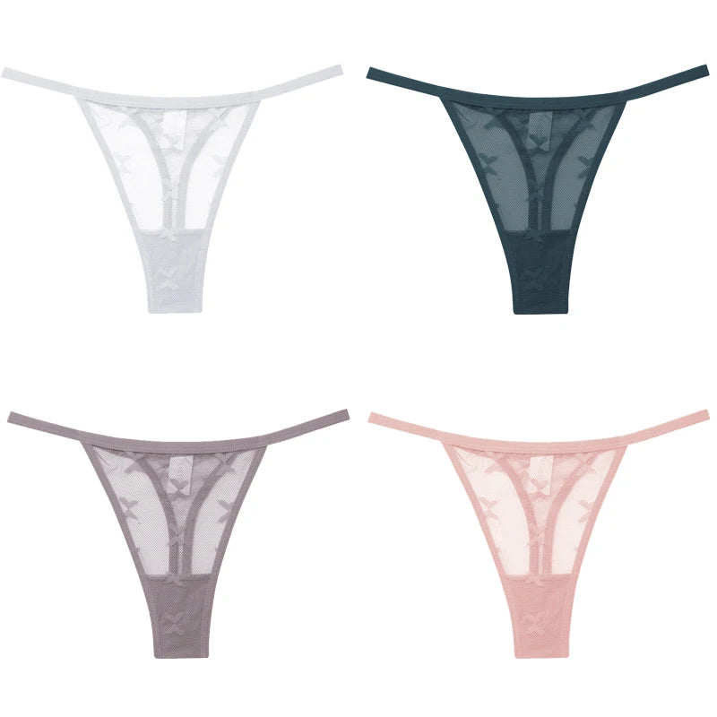 Lot de 4 culottes bikini en dentelle pour femme, strings sexy, tailles S à XL, sous-vêtements confortables dos nageur, lingerie sexy 2022