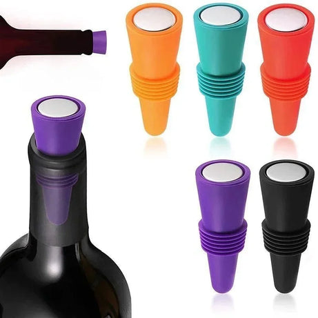 Lot de 1 bouchon en silicone pour bouteilles de vin et autres boissons, étanche, réutilisable.