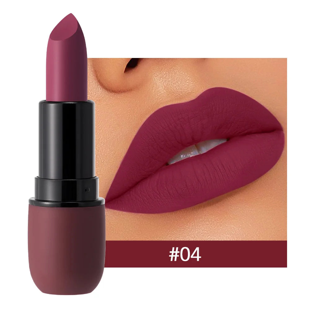 Rouge à lèvres mat 6 couleurs : Couleur veloutée, texture lisse, waterproof, maquillage des lèvres longue tenue
