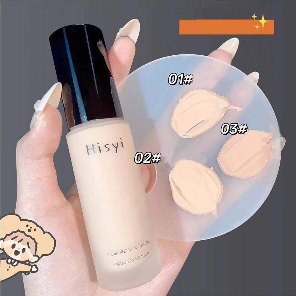 Le fond de teint liquide camoufle naturellement les imperfections sans effet poudre, crème visage simple, fond de teint transparent, masque les imperfections.