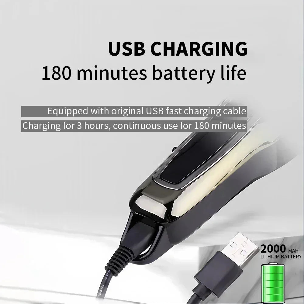 Tondeuse à cheveux rechargeable Kemei PG1990A avec peignes de guidage, professionnelle et sans fil, pour hommes. Appareil de coupe de cheveux pour hommes.