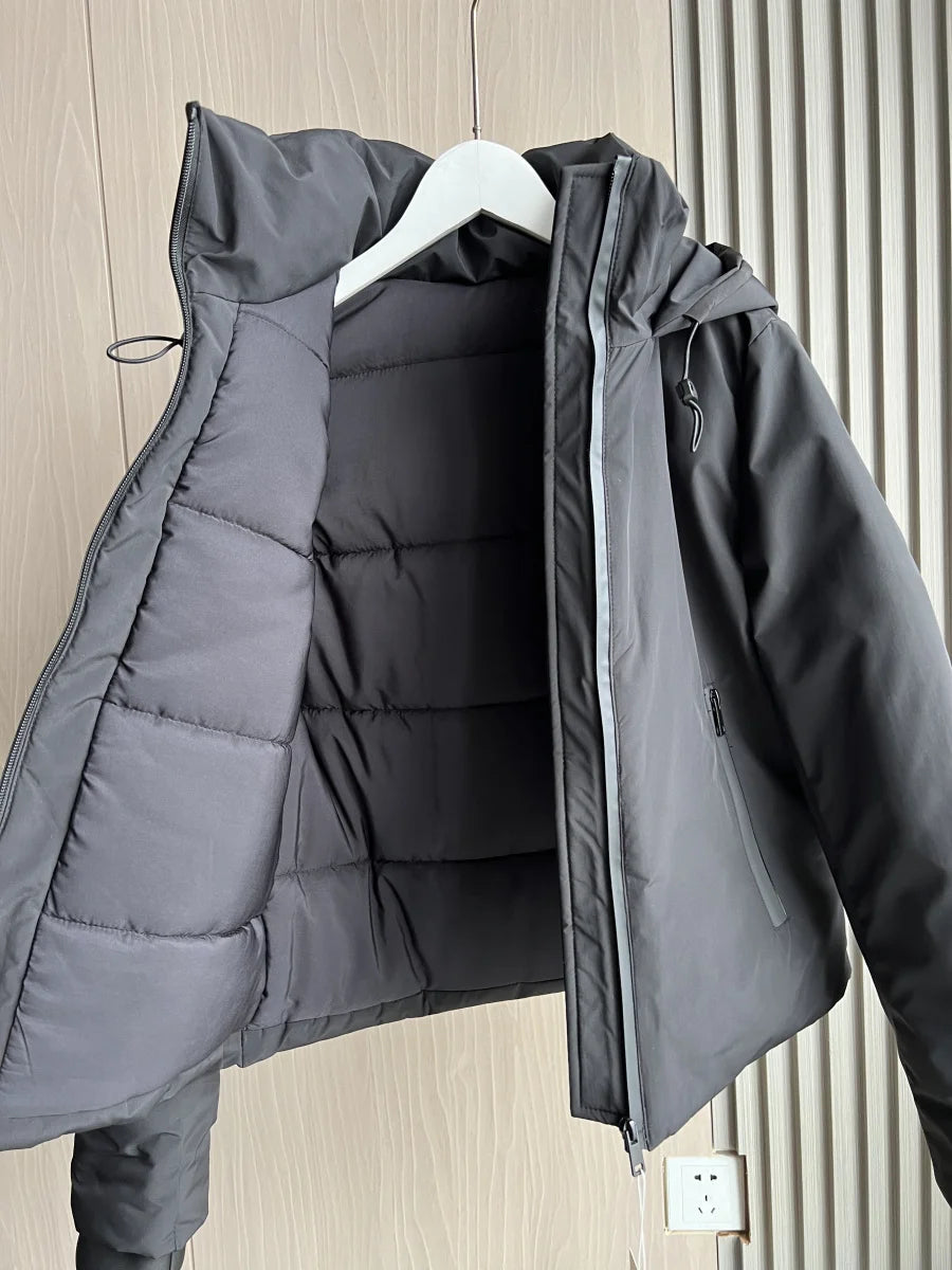 ETJ Automne/Hiver 2025 Nouvelle veste courte femme en coton épais chaud et imperméable à capuche, imitation coupe-vent, manteau d'extérieur 4749703