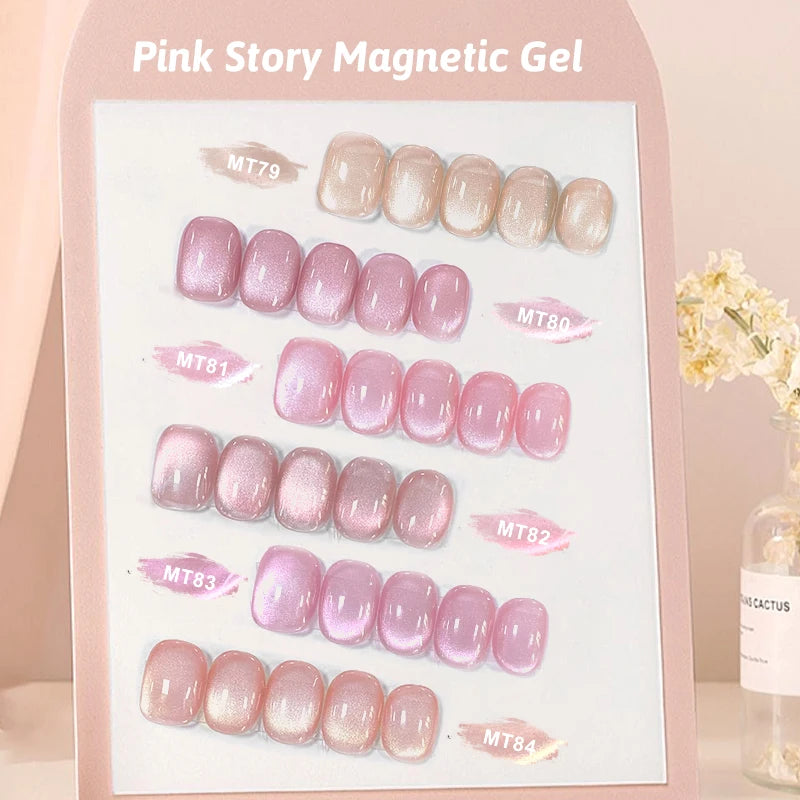 Vernis à ongles magnétique Pink Story Cat, rose nude doré clair, semi-permanent, gel UV, à tremper, pour manucure DIY
