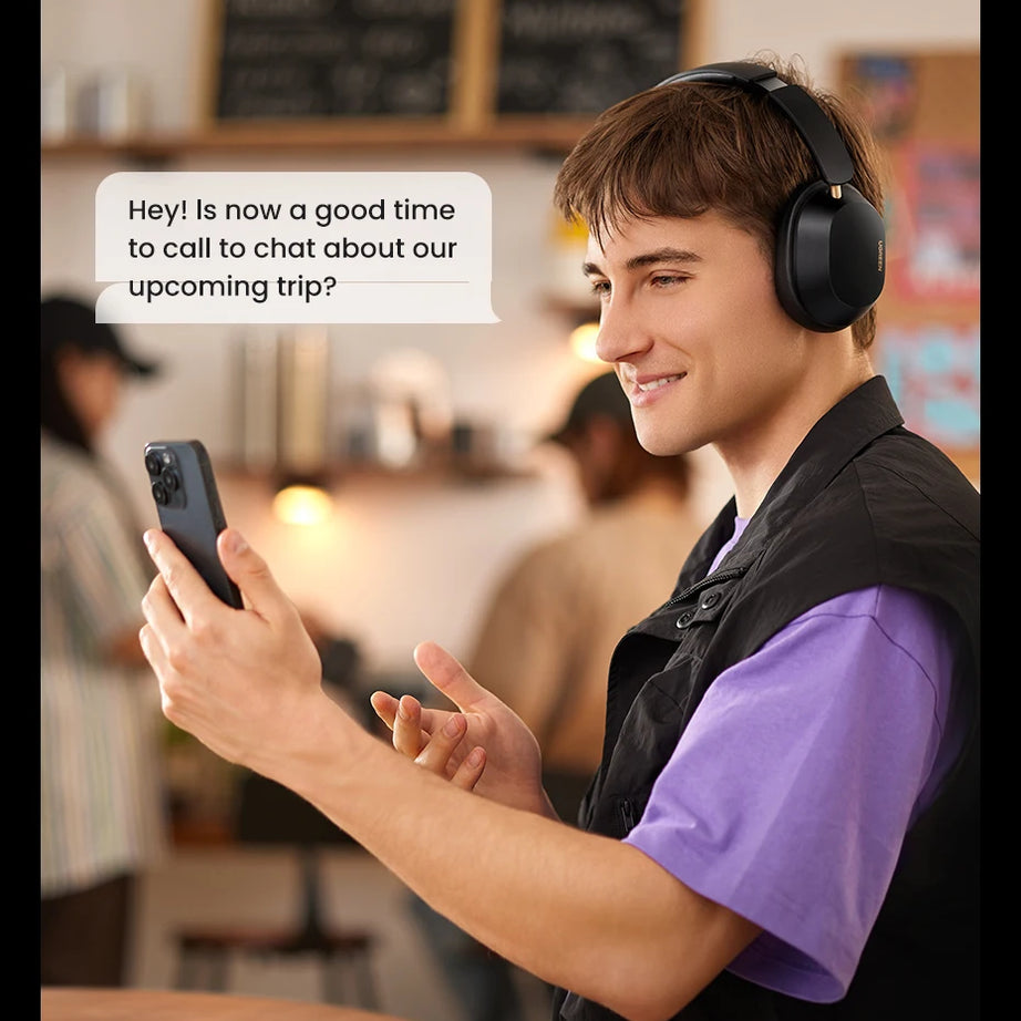 Écouteurs sans fil Bluetooth UGREEN Max5c avec réduction de bruit active ANC 43 dB, audio spatial haute résolution LDAC 75 Hz.