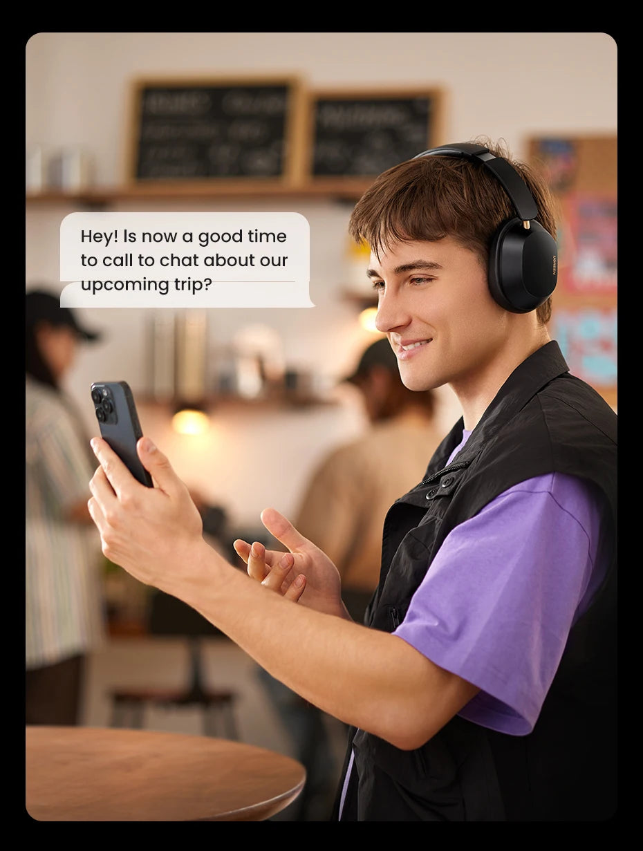 Écouteurs sans fil Bluetooth UGREEN Max5c avec réduction de bruit active ANC 43 dB, audio spatial haute résolution LDAC 75 Hz.