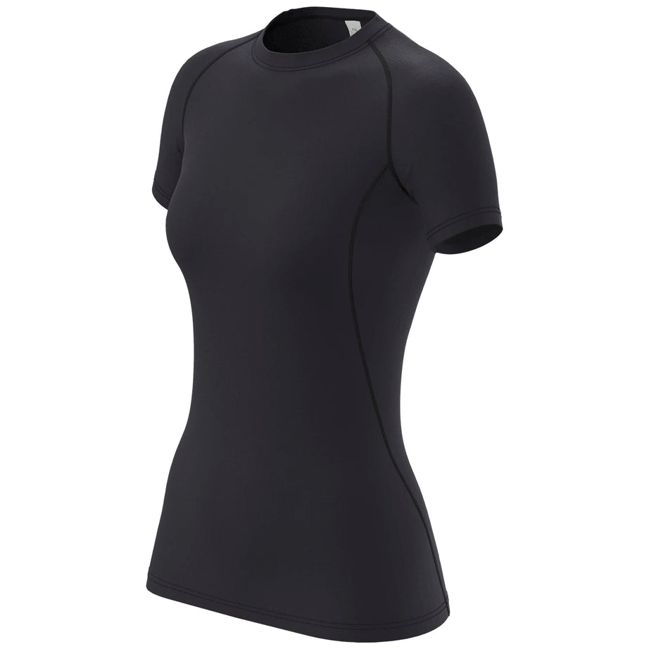 T-shirt de compression pour femme, manches courtes, idéal pour le sport, le yoga et la course à pied, parfait pour l'été et la salle de sport. Ce t-shirt extensible à séchage rapide est idéal pour les séances d'entraînement.