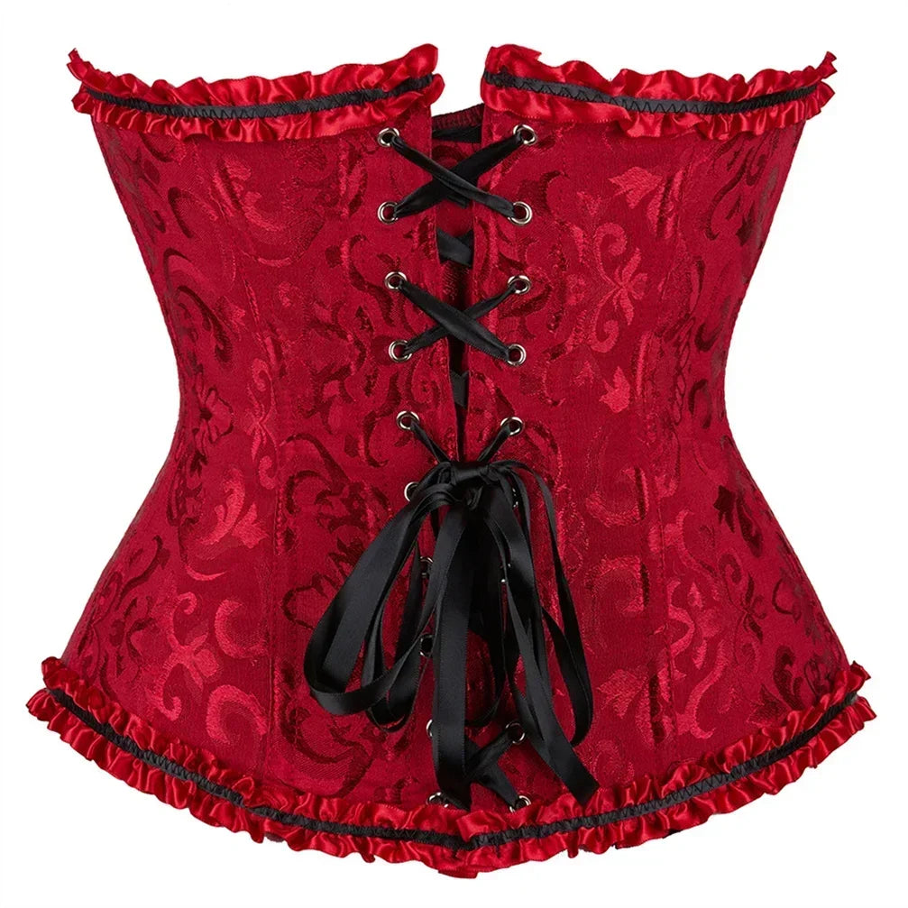 Corsets pour femmes, bustiers fleuris, corset à lacets et baleines, corset vintage, bustier gothique sexy en satin, costume de rave, grandes tailles