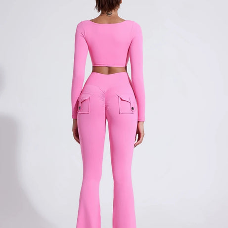 Pantalon de yoga taille haute à poches pour femme DIAS FIT JOY, effet push-up, séchage rapide, idéal pour la course, le sport et la salle de gym.