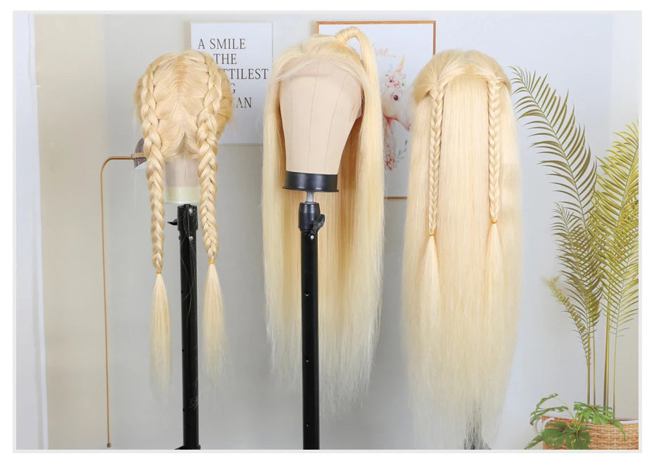 13x4 13x6 360 HD Transparent 613 Honey Blonde Color Lace Front Human Hair Wigs for Women Raw Brazilian Straight Lace Frontal Wig
