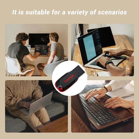 Clé USB SanDisk Cruzer Blade originale 16 Go, 32 Go, 64 Go, 128 Go, disque de stockage USB portable pour ordinateur