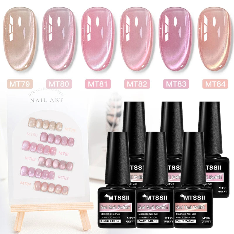 Vernis à ongles magnétique Pink Story Cat, rose nude doré clair, semi-permanent, gel UV, à tremper, pour manucure DIY