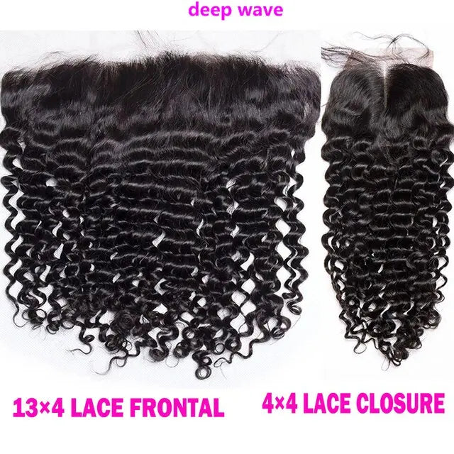 Lace Frontale transparente HD 12A en dentelle 13x4, effet ondulé, fermeture 4x4, cheveux humains brésiliens, effet bouclé crépu et lisse.