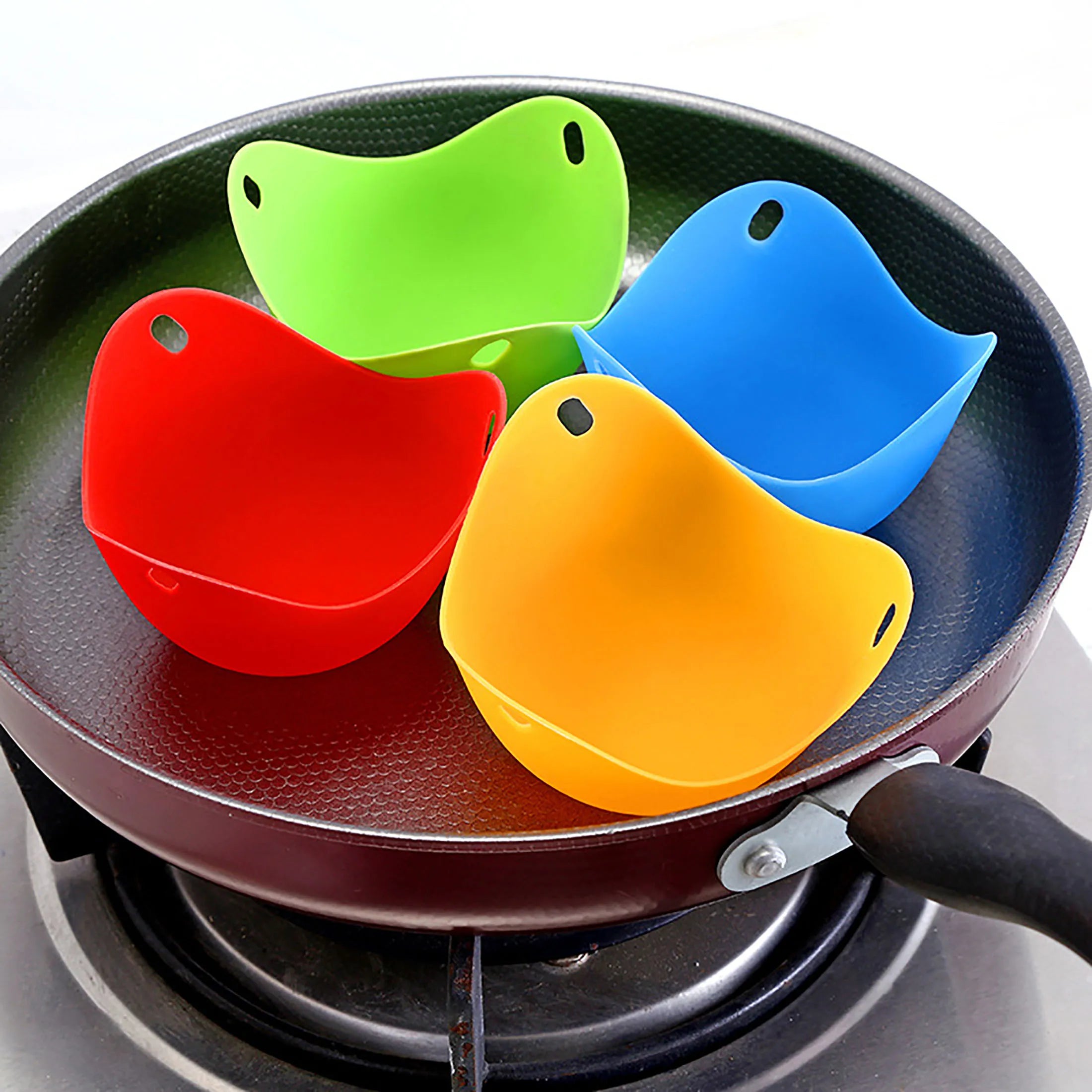 Moule à œufs pochés en silicone, compatible avec le micro-ondes, la friteuse à air et la cuisson sur la cuisinière.