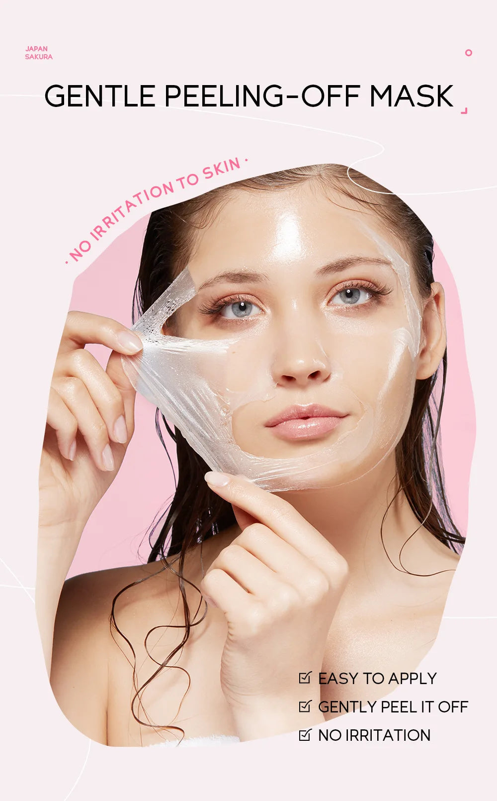 Masque visage exfoliant à l'or 24 carats LAIKOU Sakura : anti-rides, blanchissant, éliminateur de points noirs, masque à déchirer, produits de soin de la peau