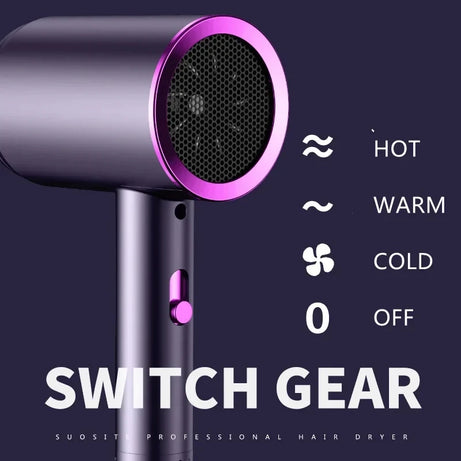 Sèche-cheveux professionnel portable avec protection ionique et thermique, idéal pour la maison, l'hôtel et les voyages. Usage domestique et hôtelier.