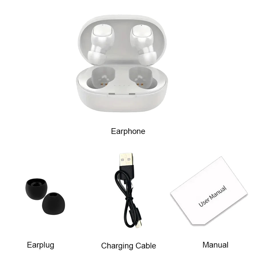 Écouteurs intra-auriculaires Bluetooth sans fil TWS A6S avec réduction de bruit et micro pour Huawei, Xiaomi et Redmi